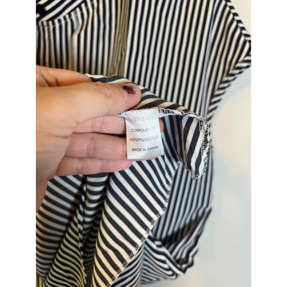 Unbranded Women Blouse Vertical Stripe Black White XL - Picture 3 of 6